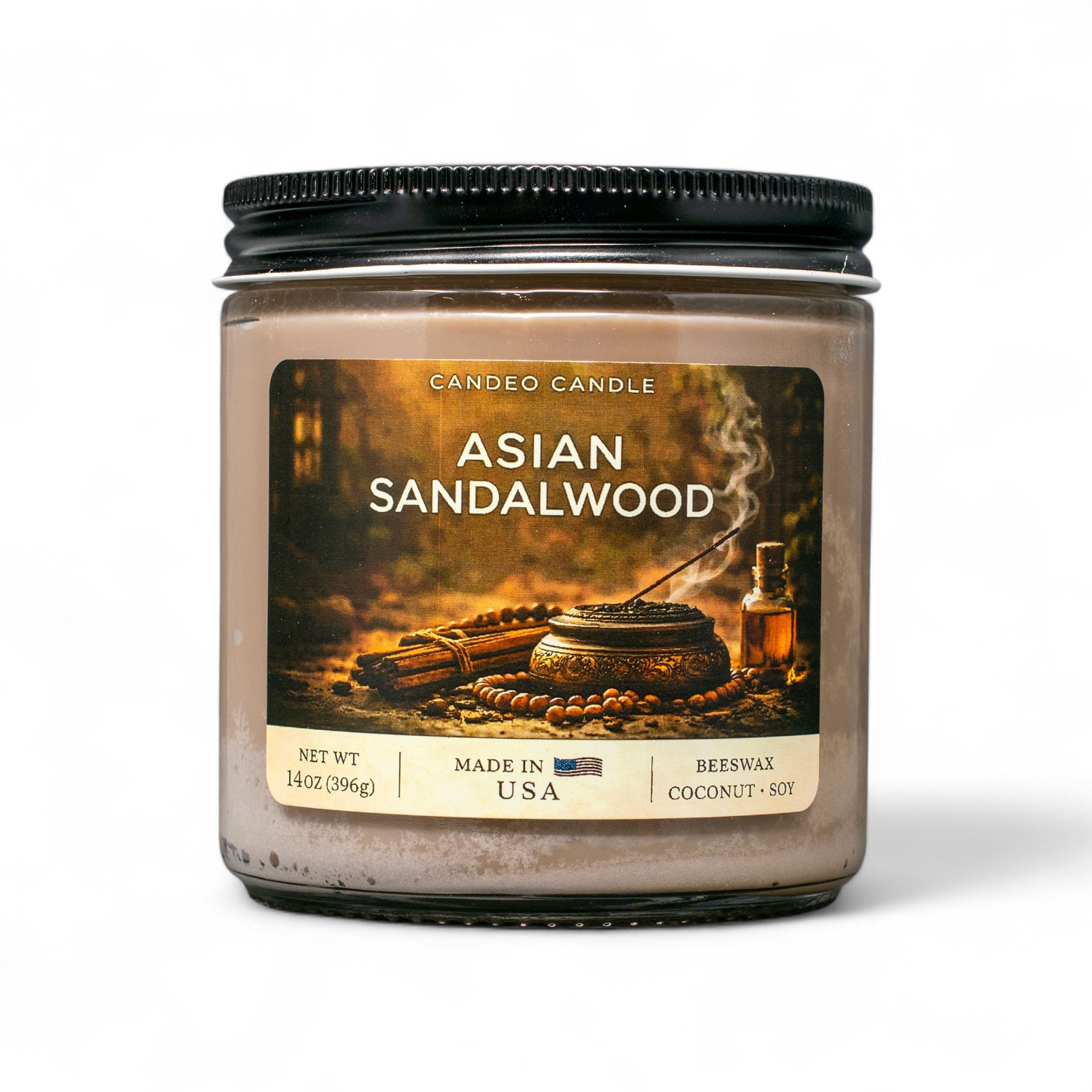 Asian Sandalwood, 14oz Soy Candle Jar