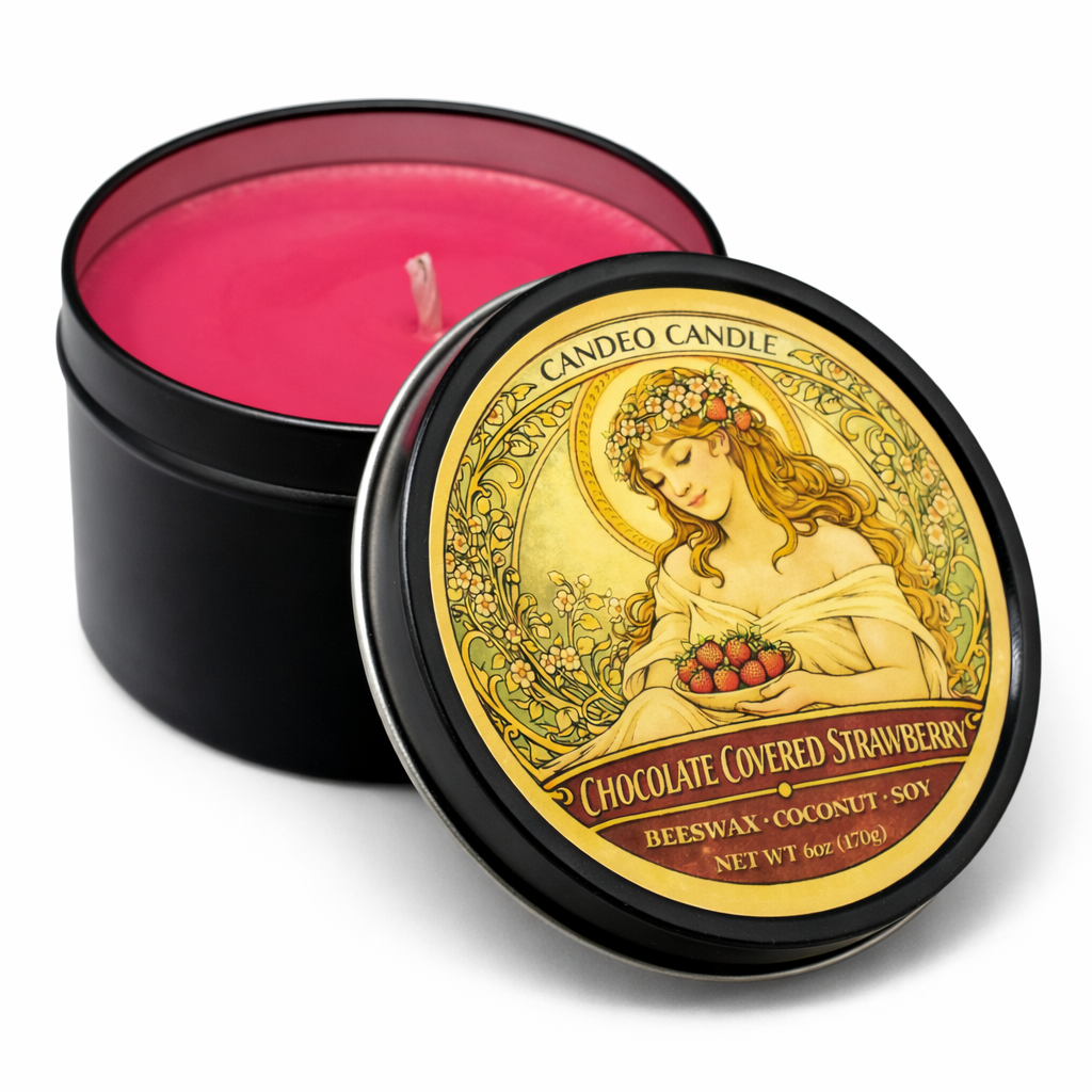Chocolate Covered Strawberry, 6oz Soy Candle Tin