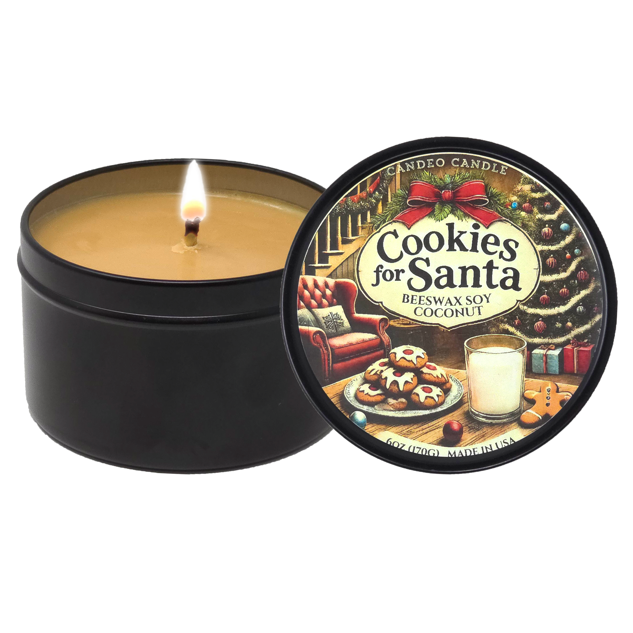 Cookies for Santa, 6oz Soy Candle Tin