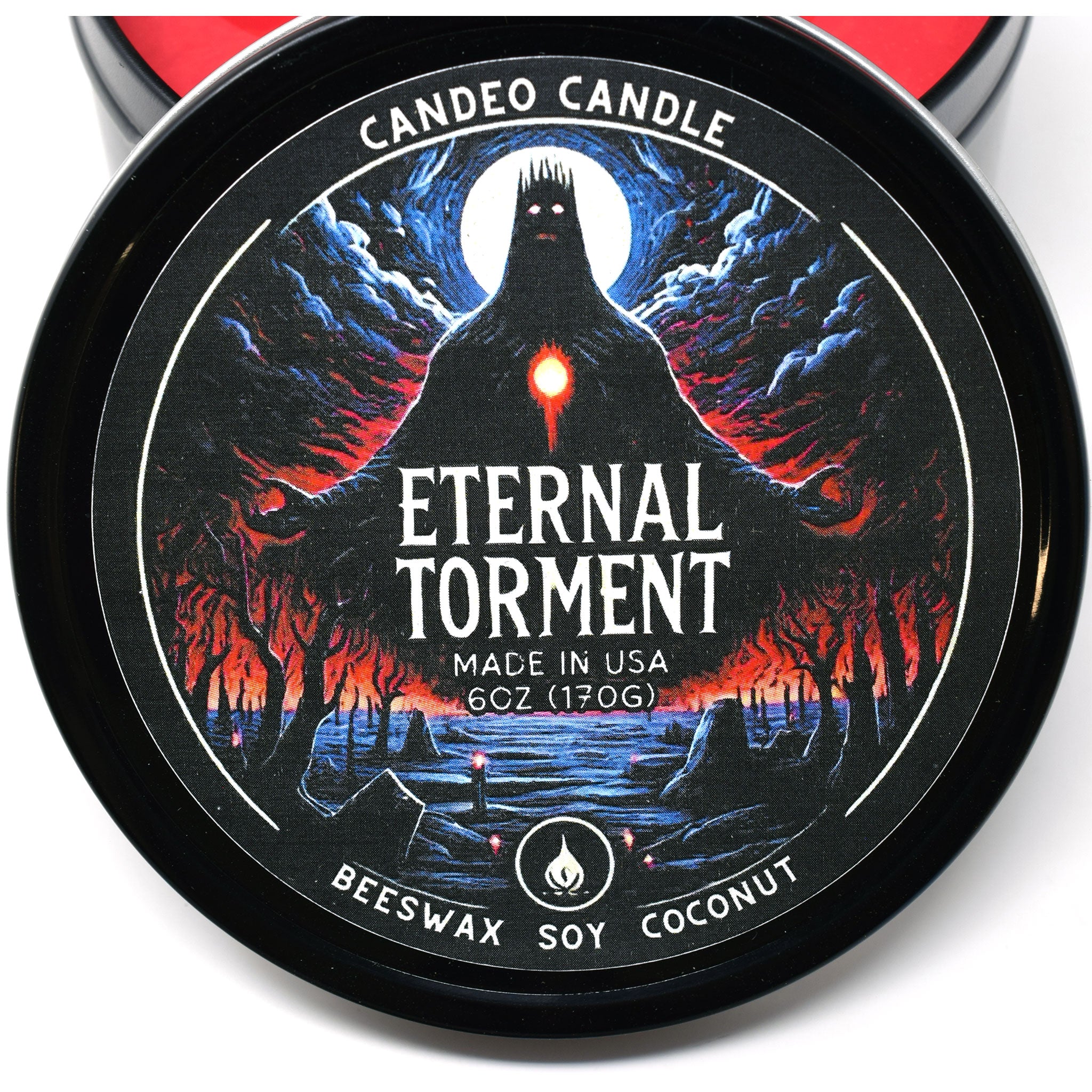Eternal Torment, 12oz Triple Wick Soy Candle Tin, Made with Soy Beeswax and Coconut, Halloween