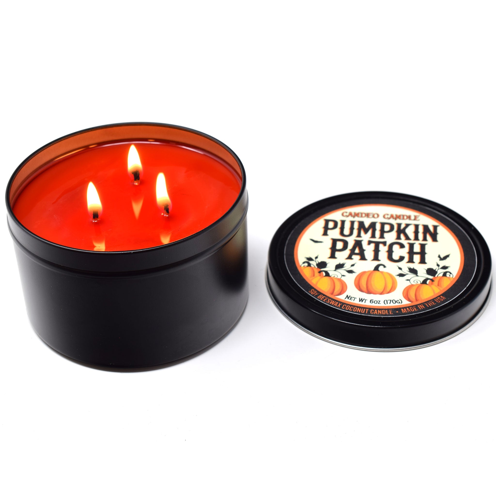 Pumpkin Patch, 12oz Triple Wick Soy Candle Tin, Made with Soy Beeswax and Coconut, Halloween