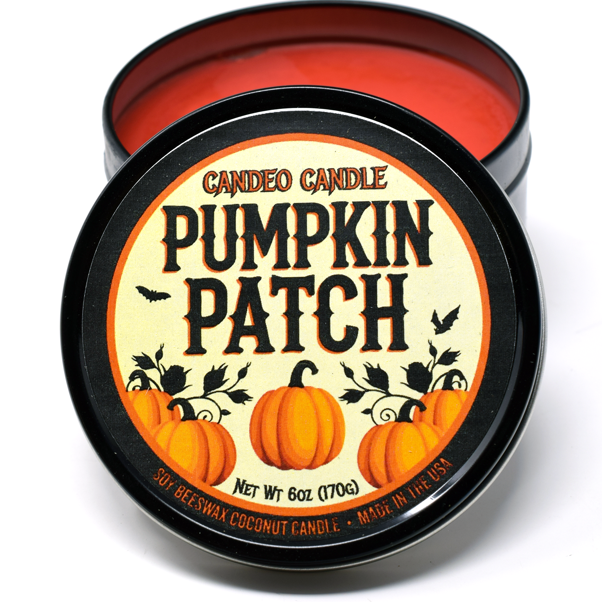 Pumpkin Patch, 6oz Soy Candle Tin, Made with Soy Beeswax and Coconut, Halloween
