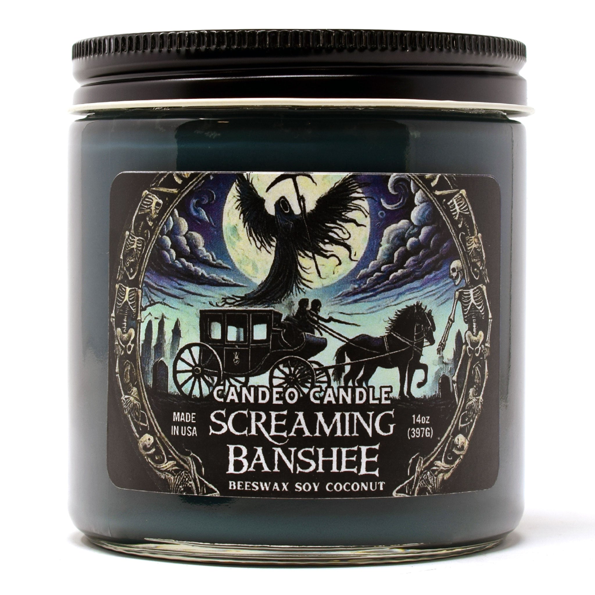 Screaming Banshee, 14oz Soy Candle Jar, Made with Soy Beeswax and Coconut, Halloween