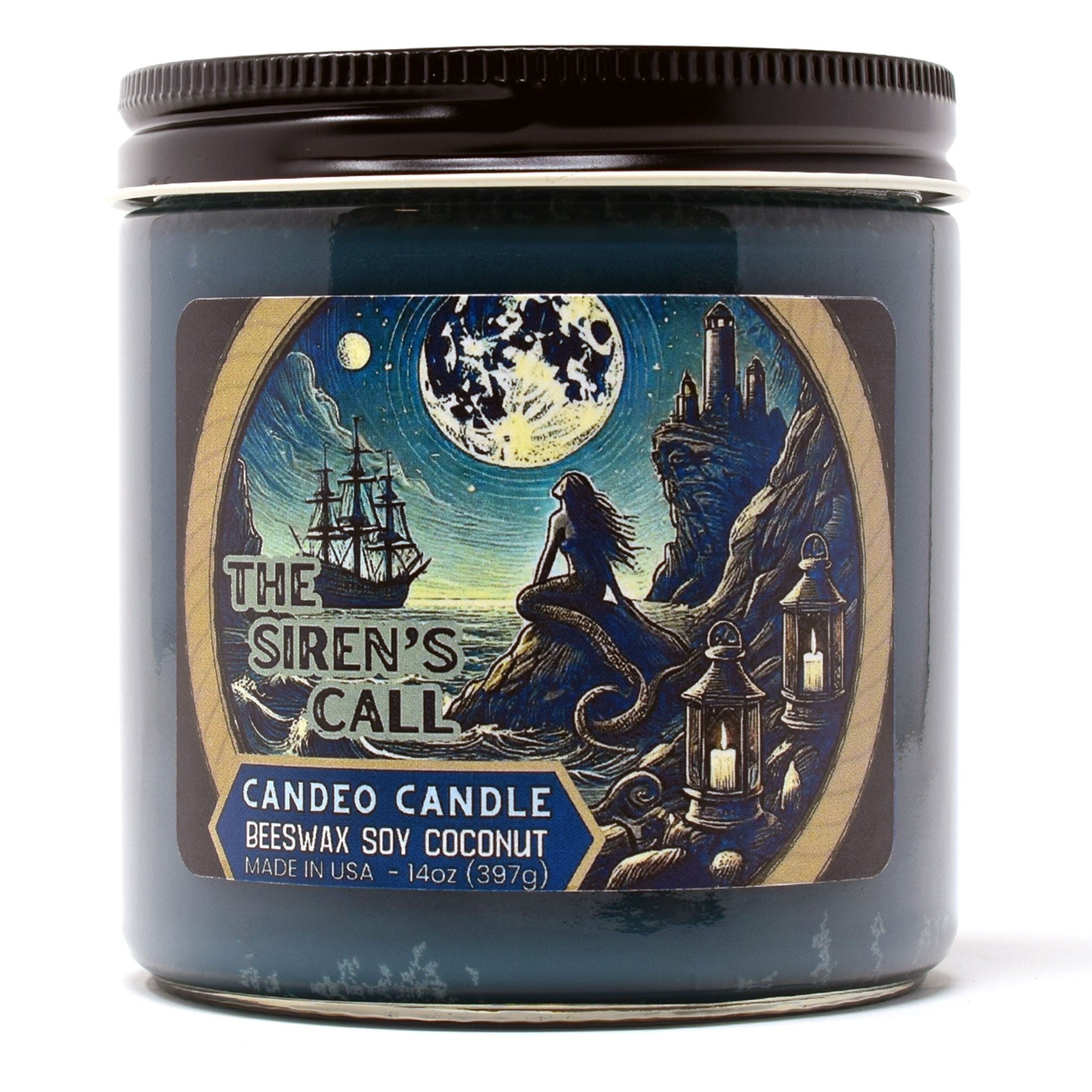 Siren's Call, 14oz Soy Candle Jar, Made with Soy Beeswax and Coconut, Halloween