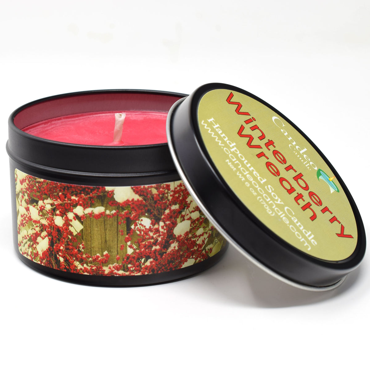 Winterberry Wreath, 6oz Soy Candle Tin