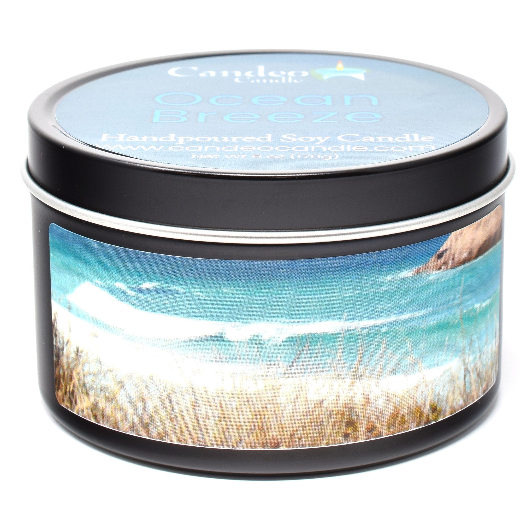 Ocean Breeze, 6oz Soy Candle Tin - Candeo Candle
