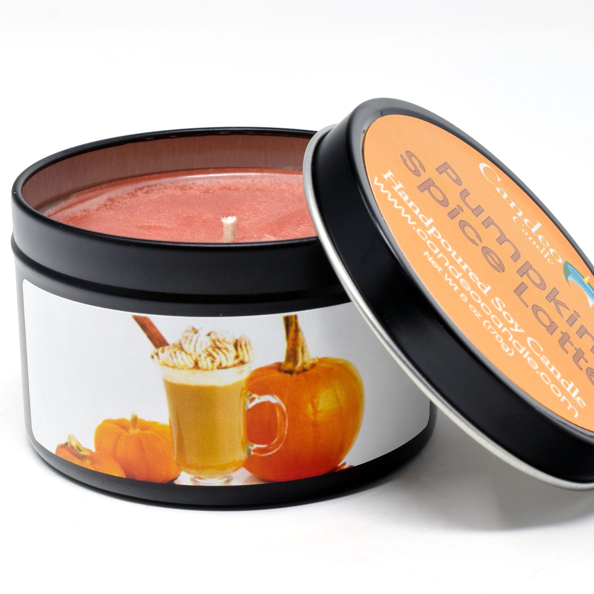 Pumpkin Spice Latte, 6oz Soy Candle Tin - Candeo Candle