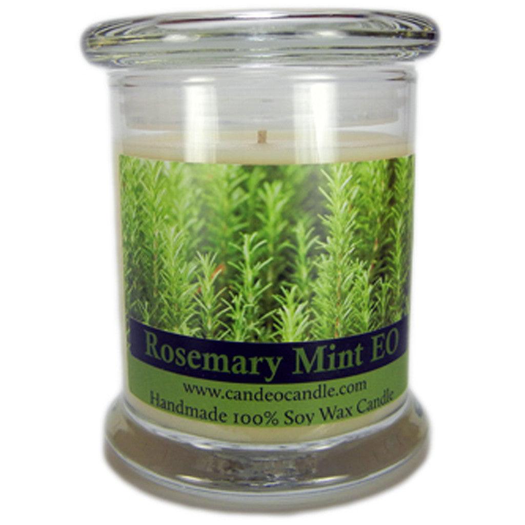 Rosemary Mint Essential Oil, 9oz Soy Candle Jar - Candeo Candle