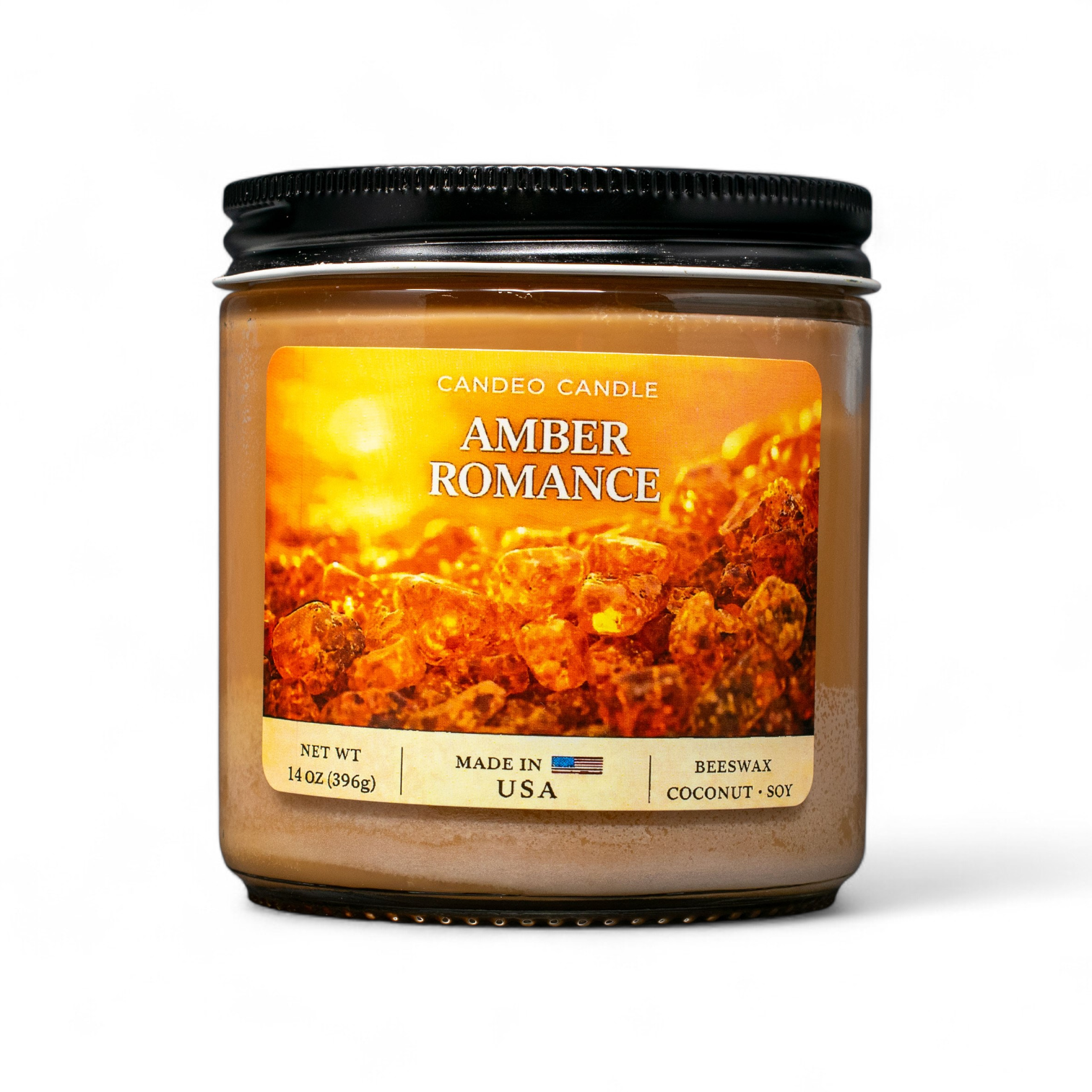 Amber Vanilla, 14oz Soy Candle Jar
