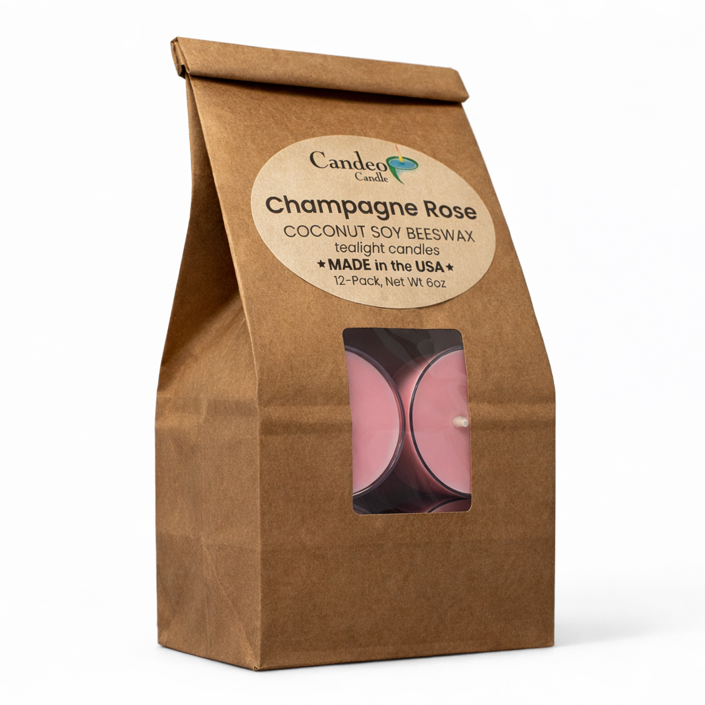 Champagne Rose, Soy Tea Light 12-Pack