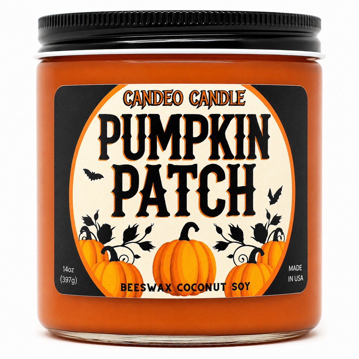 Pumpkin Patch, 14oz Soy Candle Jar, Made with Soy Beeswax and Coconut, Halloween