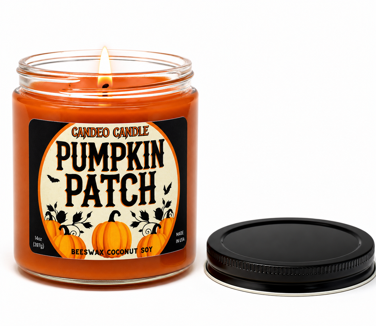 Pumpkin Patch, 14oz Soy Candle Jar, Made with Soy Beeswax and Coconut, Halloween