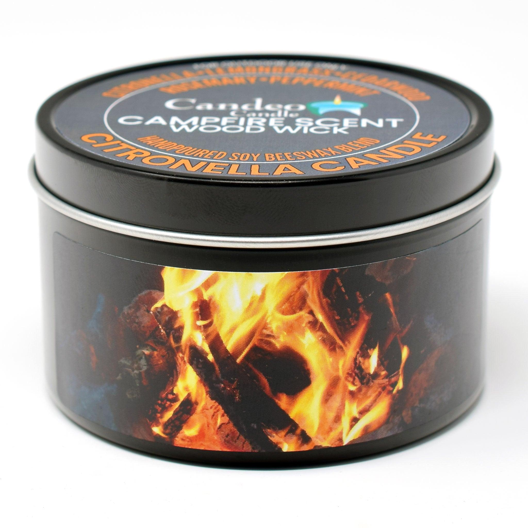 Citronella Campfire Candle, Soy/Beeswax Blend, Wood Wick, 6oz Black Ti